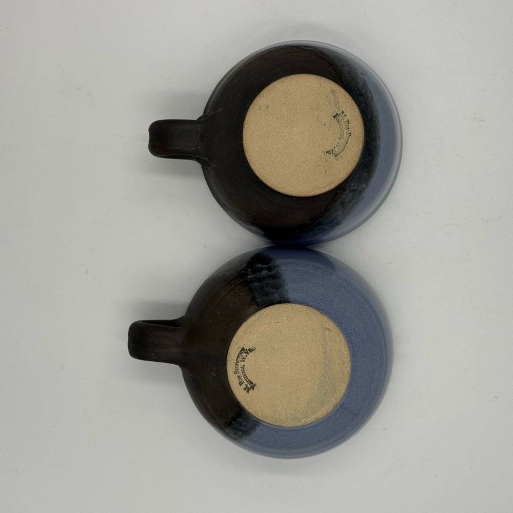 M. Ray Stoneware 2 Toned Hand-thrown Coffee Mugs - Picture 5 of 6